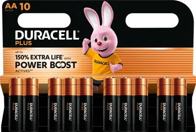 Zdjęcie produktu dla Duracell Plus, Jednorazowa bateria, AA, Alkaliczny, 1,5 V, 10 szt., Czarny, Złoto
