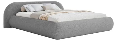 Obrázek produktu pro Selsey Shels – Čalouněná postel, bouclé, šedá barva, rozměry 200x200 cm