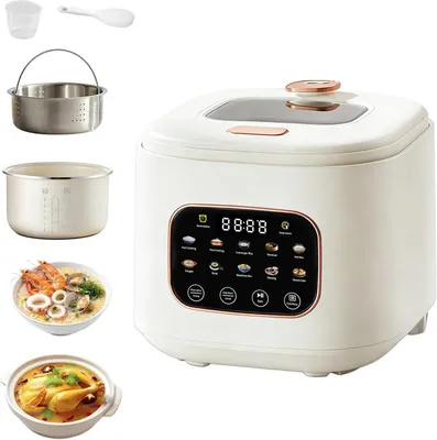 Imagen del producto de Olla arrocera con capacidad de 3 litros, 10 funciones, temporizador de 24 horas, función de mantener caliente, ideal para 3-5 personas, y con