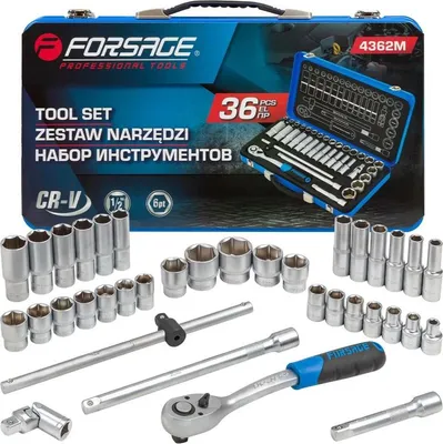 Immagine prodotto di Set di utensili 1/2" 36 pezzi 8-32 mm esagonali