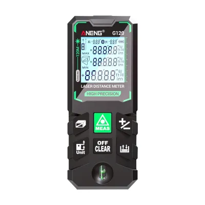 Obrázek produktu pro ANENG G120 120m laserový dálkoměr se zeleným laserem, stabilní horizontální bublina, 30 sad pro ukládání dat, autonomní kalibrace, multifunkční nástroj