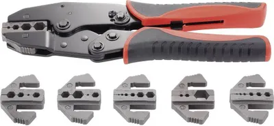 Produktbild von TOOLCRAFT PZ-505 818645 Crimpzange 7teilig Koaxial-Steckverbinder BNC, TNC, LWL-Stecker RG6, RG8, RG11, RG58, RG59, RG6