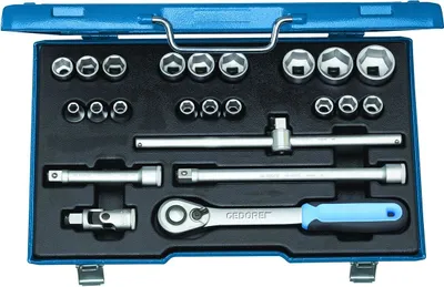 Produktbild von GEDORE 19 EMU-20 Steckschlüssel-Satz 1/2", 23-teilig, 6-kant, 8-32 mm, 2545837