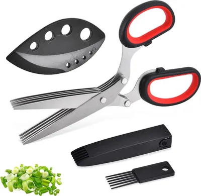 Produktbild von Edelstahl Kräuterschere - 5 Klingen - Gemüseschere für Petersilie und Koriander