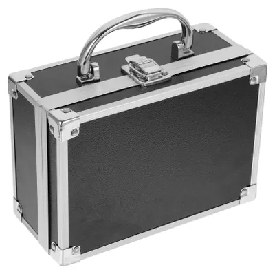 Image de Omgoods - Boîte de rangement pour cosmétiques, noire - Support à maquillage en aluminium - Boîte de rangement - Étui de voyage - Boîte à outils - 20,00 x 14,00 x 9,00 cm - Trousse de maquillage