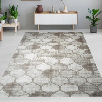 Produktbild von Designteppich mit Ornamentstruktur Creme Beige Größe - 120 x 170 cm
