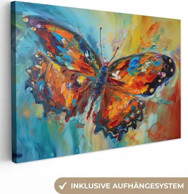 Obrázek produktu pro OneMillionCanvasses® - Obraz na plátně - 150x100 cm, Motýl - Barvy - Umění - Obraz, Nástěnný tisk Nástěnné dekorace - Fotografie na plátně - Obraz na dřevěném rámu