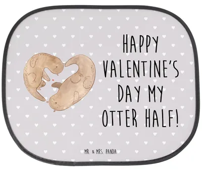 Produktbild von Mr. & Mrs. Panda Scheibenschutz Auto Otter Valentine - Grau Pastell - Geschenk, Autoscheiben Sonnenschutz, Hochzeitstag, für Frauen, Freundin, Seitenscheibe, Sonnenblende