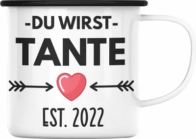 Produktbild von Trendation - Onkel Du Wirst Onkel 2022 Geschenk Schwangerschaft Verkünden Onkel Überraschung Baby Emaille Emaille Tasse (Schwarz)
