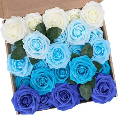 Imagen del producto de Rosas artificiales con tallo, 25 unidades, para decoración, ideales para bodas