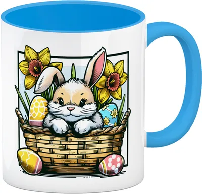 Produktbild von Osterhase im Osternest Kaffeebecher in hellblau