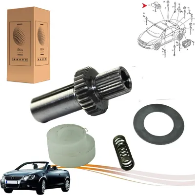Produktbild von Schiebedach Reparatur Zahnrad Set kompatibel für VW EOS 1F7 1F8 | Schiebedachmotor Zahnrad + Feder + Ring + Klip | OE 1Q0959591 | Metall | Neu