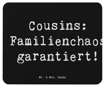 Produktbild von Mr. & Mrs. Panda Mauspad Spruch Cousin Abenteuer - Schwarz - Geschenk, Familie, Chaos, pc, Mousepad, Spaß, Cousine, Lächeln, Liebe, mousematte, computer, Lachen