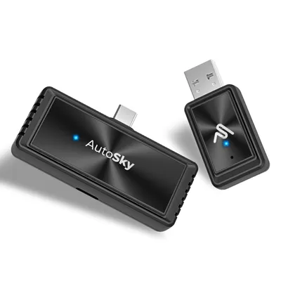 Produktbild von AutoSky Mirror-Link AIR PRO – Kabelloser Screen-Mirroring-Adapter für kabelgebundenes CarPlay – USB-C Smartphone erforderlich – DisplayPort (DP-Alt)