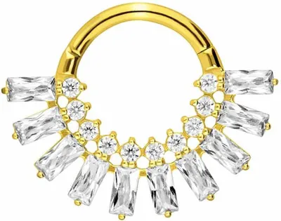 Produktbild von Ohrpiercing, Nasenpiercing, Septum Piercing Chirurgenstahl Segmentring Clicker KRISTALLSONNENSTRAHLEN
