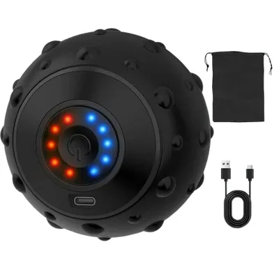 Produktbild von Elektrischer Massageball mit Vibration, 5-Gang Faszienball für Muskeln & Plantarfaszie, USB-wiederaufladbares Massagegerät Schwarz