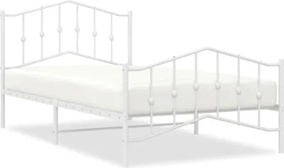 Produktbild von vidaXL Bettgestell mit Kopf- und Fußteil Metall Weiß 100x200 cm