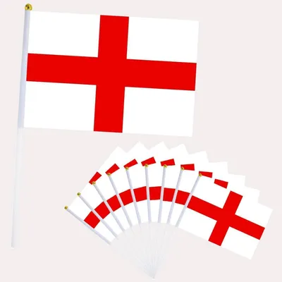 Produktbild von 10er Set England Handflaggen 21x14cm Polyester für EM Deko 2024