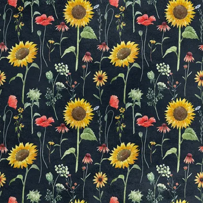 Obrázok produktu pre Kráľovská zamatová látka polyester na šitie - motív slnečnice na lúke