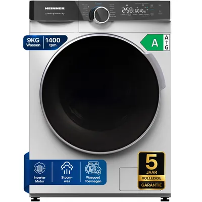 Productafbeelding van Heinner HWM-M914IVKA Voorlader Wasmachine 9 kg, 1400 tpm, Stoom, Touchbediening, Wit