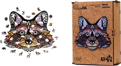 Produktbild von Holzpuzzle Jigsaw Happy Raccoon Animal Verschiedene Teile Pua3-00724