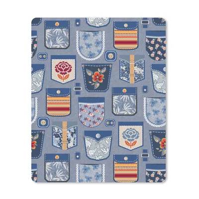 Produktbild von MuchoWow® Mauspad Mousepad Hosen - Denim - Aufnäher - Schnittmuster 30x40 cm - Mousepads - Maus Mat - Pad - Mausunterlage - Mausmatten