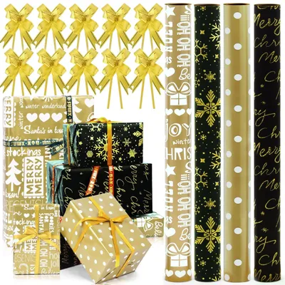 Produktbild von 4 Rollen Metallic Geschenkpapier Set für Geburtstage und Feiertage