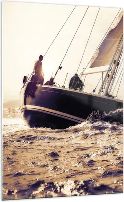 Produktbild von Bilder auf glas - Einteilig - Meer Yacht Welle - 70x100cm - Glasbilder - Wandbilder - Bilder - zum Aufhängen bereit - Wanddekoration aus Glas - Glas Bilder - Wandbild auf Glas - GPA70x100-3719