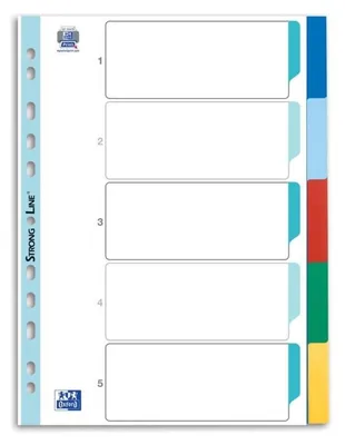 Produktbild von OXFORD 400013909 Ordnerregister DIN A4 Vollformat blanko farbsortiert 5-teilig