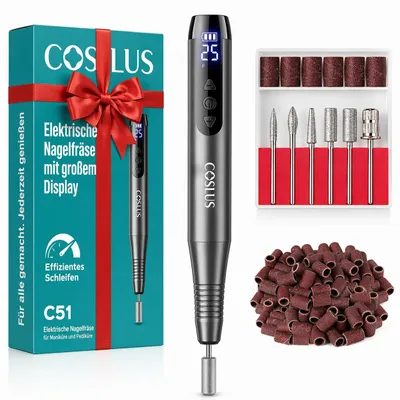Immagine prodotto di COSLUS - Trapano elettrico portatile senza fili per unghie: lima elettrica per unghie in gel, 35.000 giri/min, con display a LED e 25 velocità