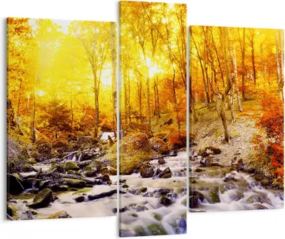 Produktbild von Bild auf Leinwand - Leinwandbild - Berge Bach Wasser - 95x80cm - Wand Bild - Wanddeko - Wandbilder - Leinwanddruck - Bilder - Kunstdruck - Wanddekoration - Leinwand bilder - Wandkunst - CB95x80-3717