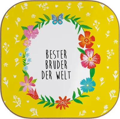 Produktbild von Mr. & Mrs. Panda Tischuntersetzer Bruder - Weiß - Geschenk, Kaffeeuntersetzer, Sohn, Untersetzer für Gläser, Kleinigkeit, Geschwister, Coaster, gläseruntersetzer, Familie