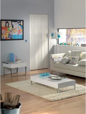 Produktbild von Falttür Modell 3 esche weiß 84x205cm Falttür Schiebetür Lamellentür Nischentür aus Kunststoff Faltwand