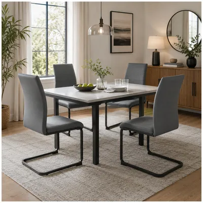 Produktbild von Schwingstuhl SallyP PolyurethanGrau Freischwinger Esszimmerstuhl Kunstleder