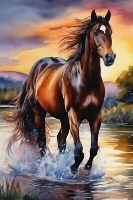 Produktbild von 40x30 cm Diamanten Malerei Zum Selbermachen DIY Diamond Painting Pferd
