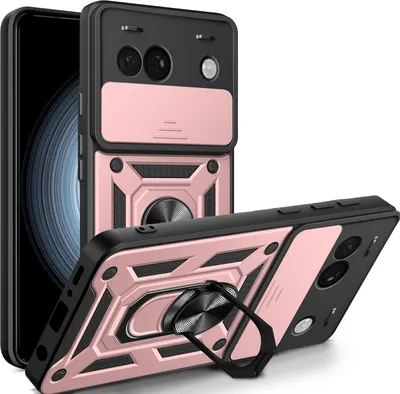 Produktbild von Outdoor Panzerhülle Google Pixel 8A – Handyhülle mit Kameraschutz & Ringhalter Roségold
