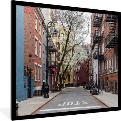 Produktbild von MuchoWow® Gerahmtes Poster New York - Amerika - NYC 40x40 cm - Poster mit Schwarzem Bilderrahmen Wandposter Rahmen Foto Bilder - Mit Rahmen - Wanddekoration Schlafzimmer