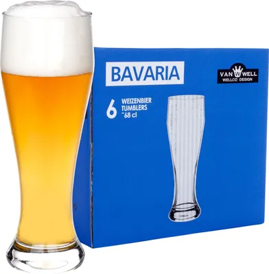 Produktbild von 6er Set Bavaria Weizenbiergläser 0,5 Liter geeicht Weißbiergläser Biergläser Weizengläser Glas