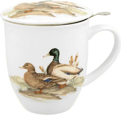 Produktbild von DUO World of Birds 400 ml Becher mit Teesieb WILD DUCK New Bone China Porzellan