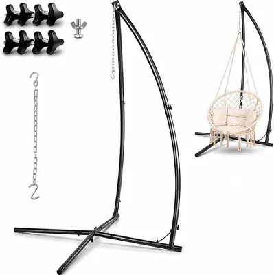 Produktbild von Hängestuhlgestell,Hängesessel Gestell mit haken, Höhenverstellbar Hängesesselgestell,Max Belastung 110 kg,Hängesitzständer für alle Arten von Stühlen,Gestell Hängesessel für Balkon,Terrasse,Garten