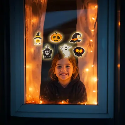Obrázok produktu pre GLOBIZ Halloweenska LED dekorácia na okno - gél - viac tvarov - 85 cm