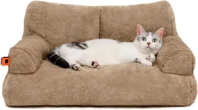 Productafbeelding van Kattenbed - Huisdierbank - Comfort voor huisdieren - Machinewasbaar ontwerp - 66 x 48 cm - Kaki