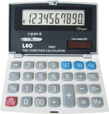 Produktbild von LEO® 106S II Taschenrechner 106S II - Solar-/Batteriebetrieb, 10stellig, LC-Display klappbar, silber/grau