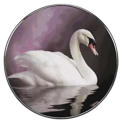 Produktbild von Magnetische Kühlschranksticker – Niedlicher weißer Schwan – Rund