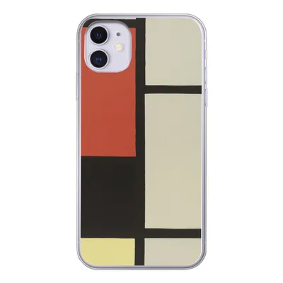 Produktbild von MuchoWow® Handyhülle Schutzhülle Hülle für iPhone 11 Komposition mit rotem Quadrat, schwarz, blau - Piet Mondrian Silikon Softcase Handy Hülle - Handytasche