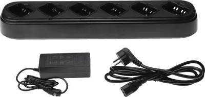 Produktbild von vhbw 6-fach Ladegerät kompatibel mit Motorola NNTN5510AR, NNTN5510, NNTN5510CR, NNTN5510BR für Funkgerät-Akkus - Ladestation + Netzteil, 8,4 V, 0,4 A