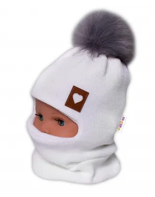 Productafbeelding van Wintermuts/skihelm met pompon, wit, BABY NELLYS