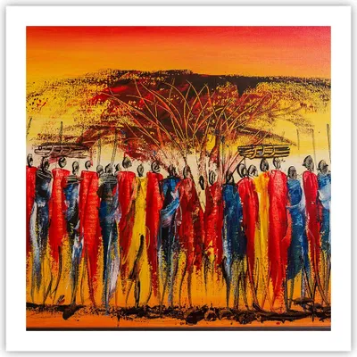 Produktbild von Poster - Poster ohne Rahmen - Afrika Stamm - 60x60 cm - Wand Bild - Wanddeko - Wandbilder - Kunstposter - Wandposter - Bilder - Kunstdruck - Wanddekoration - Wandbild - P2XAC60x60-3752