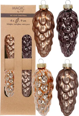 Produktbild von Christbaumschmuck Zapfen 9cm Glas 4 Stück - Elegant Lounge