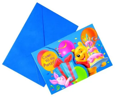Produktbild von 6 Birthday Winnie Puuh Einladungskarten